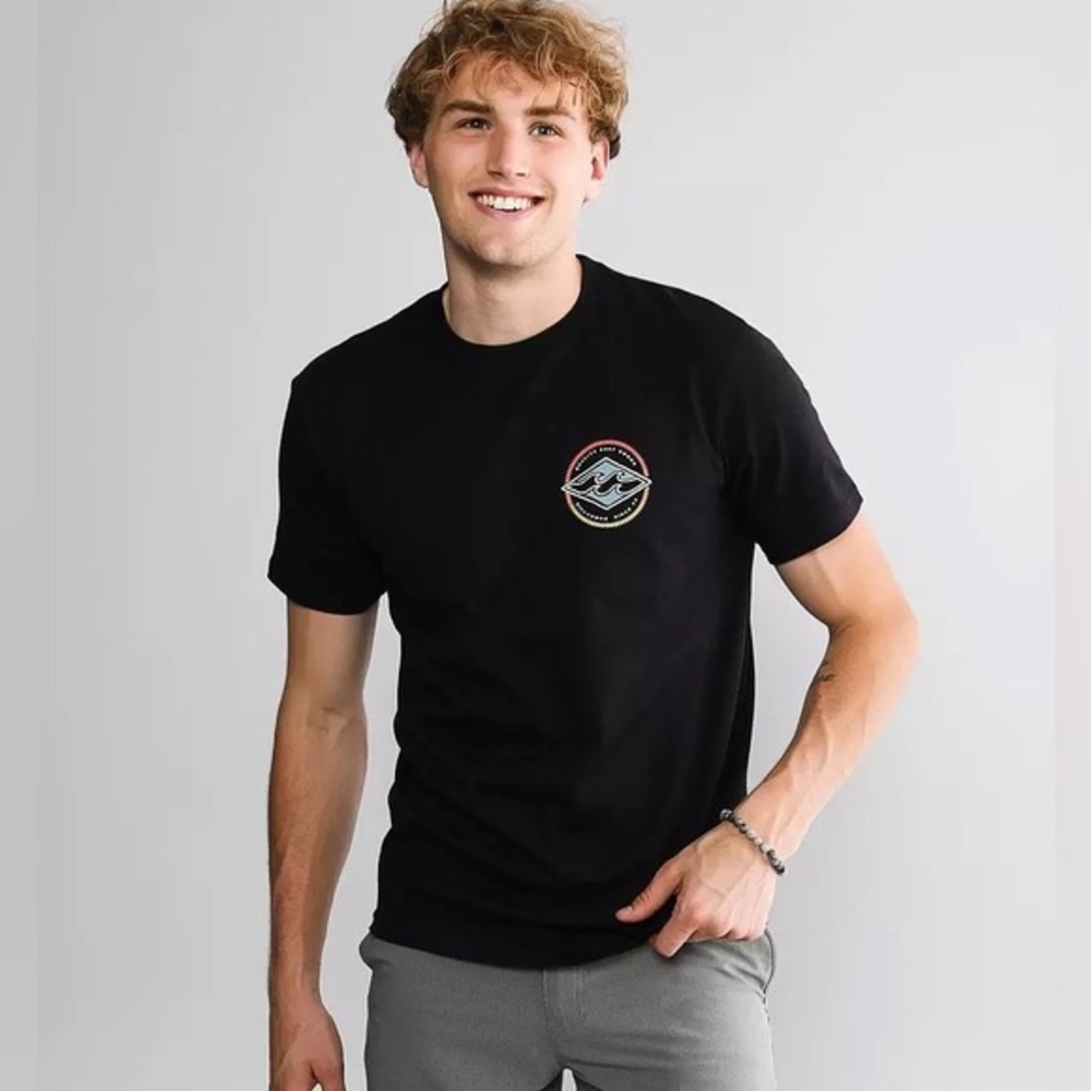 Mens Billabong Rotor Diamond Black T shirt Medium 🏄‍♂️